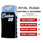 Custom Black Light Blue Personalized Star Pattern Sports Uniform Basketball Jersey